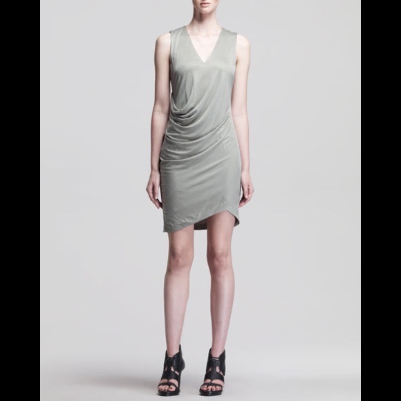 Helmut Lang Dresses & Skirts - Helmet Lang gray shale side tuck Jersey asymmetrical dress size large